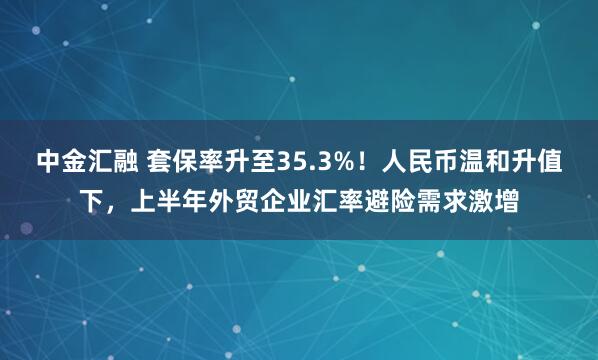 中金汇融 套保率升至35.3%！人民币温和升值下，上半年外贸企业汇率避险需求激增