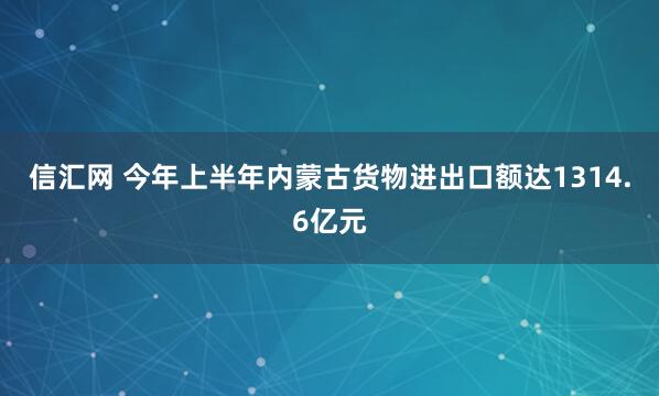 信汇网 今年上半年内蒙古货物进出口额达1314.6亿元