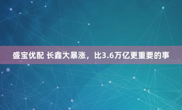 盛宝优配 长鑫大暴涨，比3.6万亿更重要的事